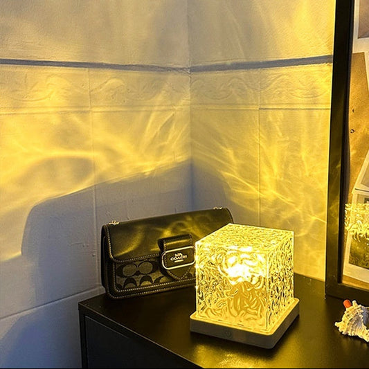 LED Water Ripple Ambient Night Light – USB Crystal Projection Lamp (16 Colors)
