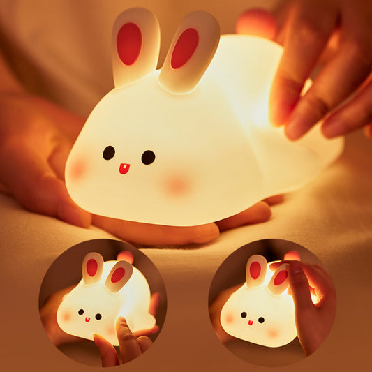 Cute LED Night Light – Touch Sensor Silicone Rabbit Lamp